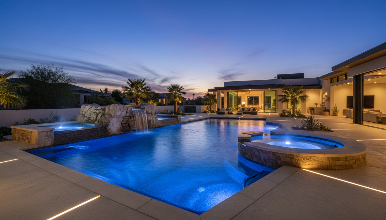 Infinity pool overlooking scenic landscape